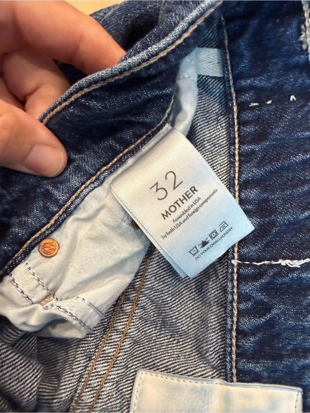 MOTHER Wide-Leg Dark Blue Jeans - Picture 10 of 15